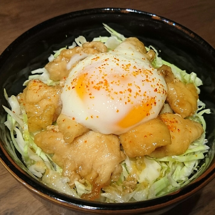 節約レシピ★鶏むね肉のてりたま丼